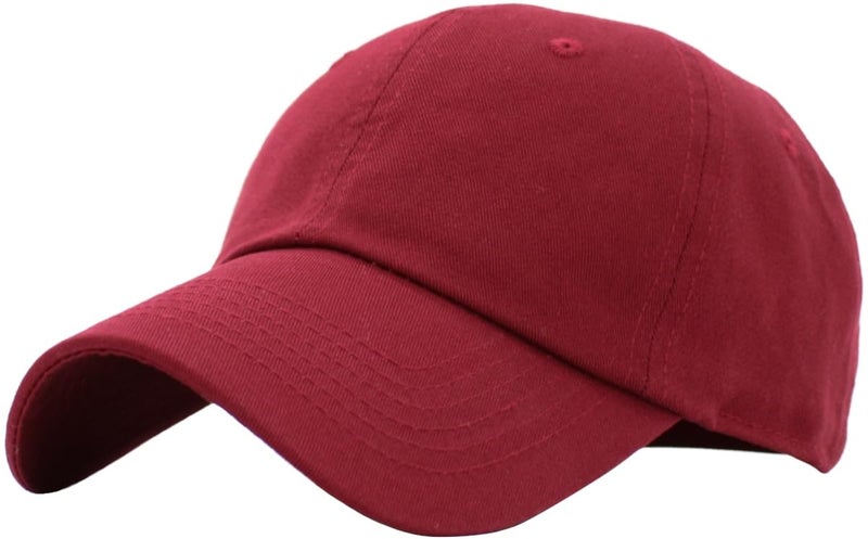 KBETHOS Classic Cotton Dad Hat, Burgundy, Adjustable - Image 1